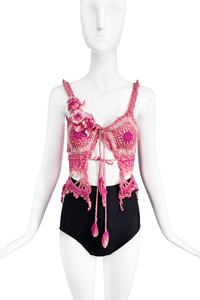 Anna Sui Pink Loose Knit Crochet James Coviello Top