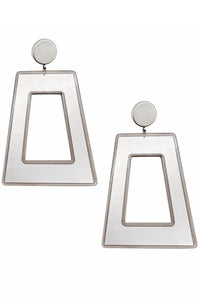 Armani Silver Metallic Matte Oversize "Mod" Trapezoid Earrings