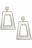 Armani Silver Metallic Matte Oversize "Mod" Trapezoid Earrings