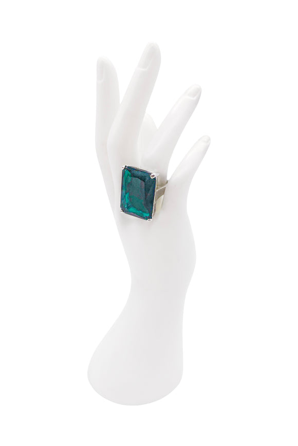 Vintage Emerald Green Square Cut Oversize Cocktail Ring