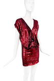 Ashish Red Sequin Drape Peek-A-Boo Cut-Out Mini Dress