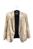 Balmain Gold Lurex Textured Tuxedo Blazer Suit Jacket