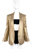Balmain Gold Lurex Textured Tuxedo Blazer Suit Jacket