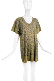 Balmain Military V Neck Metal Leopard Studded T-shirt Dress