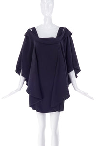 Antonio Berardi Black Draped Shoulder Slit Mini Cocoon Dress - BOUTIQUE PURCHASE PRICE
