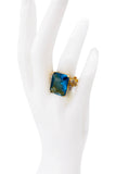 Vintage Blue Topaz Gold Cocktail Ring