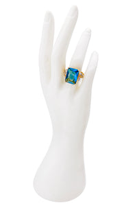 Vintage Blue Topaz Gold Cocktail Ring