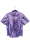 Burberry Purple Lilac Metallic Reflective Short Sleeve Shirt Spring 2013 Runway