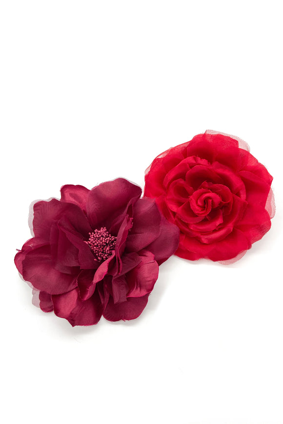 M&S Smallberg Burgundy Silk and Red Rose Chiffon Pair