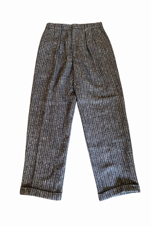 Calvin Klein Vintage Gray Tweed Oversized Tapered Men's Wear 80's Pants