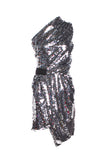 Carven Silver Sequin One Shoulder Dress