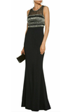 Roberto Cavalli Black Gown Dress with Sheer Insert and Crystal Embellished Bodice