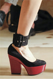 Céline Black Suede and Orange Platform Geometric Heel with Buckle Ankle Strap SS2012