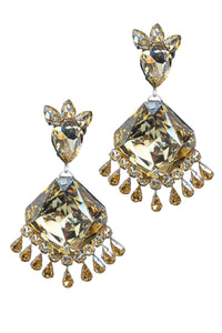 Vintage Champagne Gold Topaz Massive Crystal Earrings