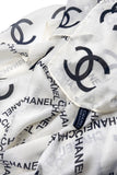 Chanel Black and White Silk CC Logo Oversize Scarf
