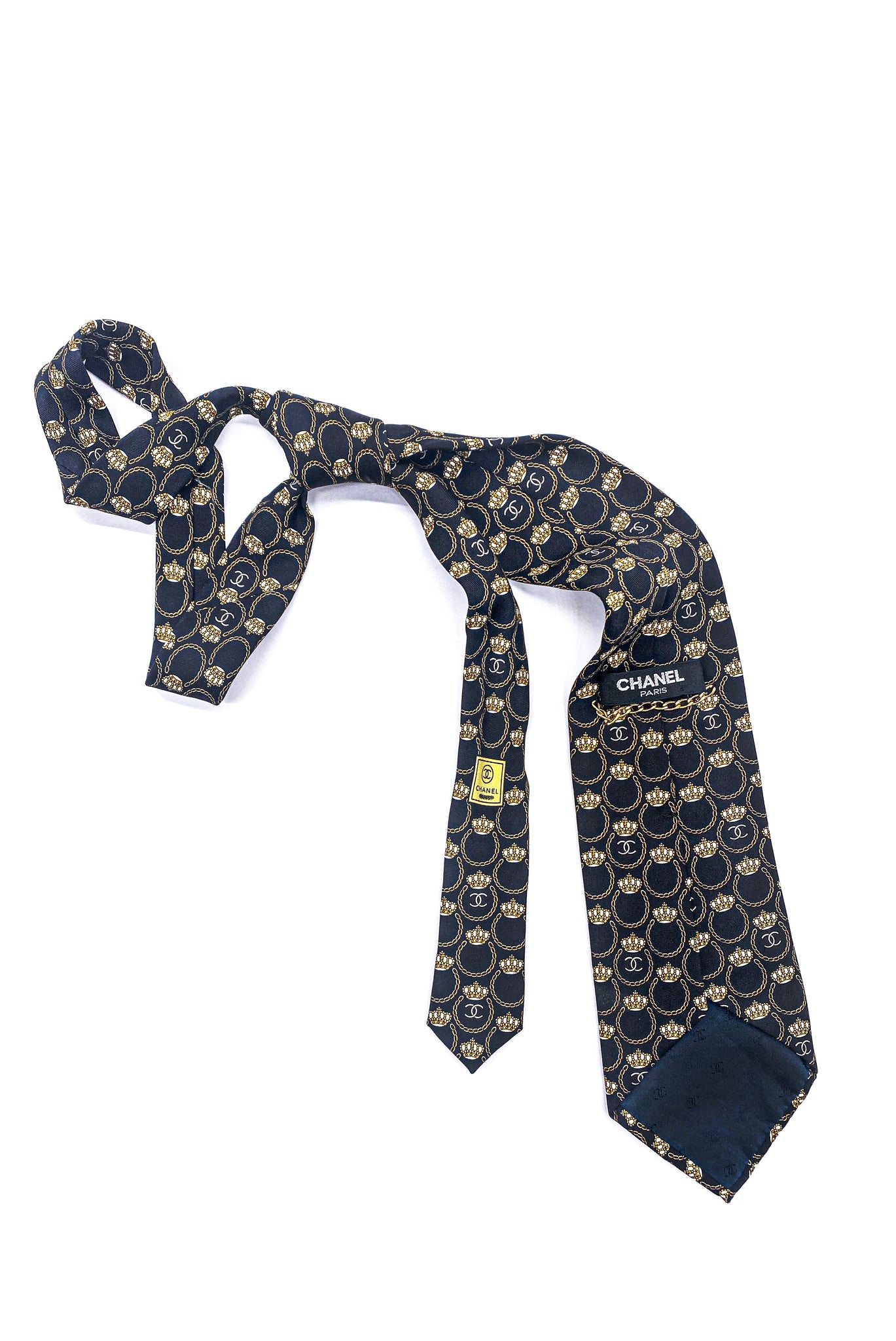 Chanel Tie with Gold Crown Print – PauméLosAngeles