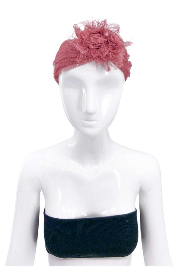 Chanel Rose Pink Net Headband with Flower