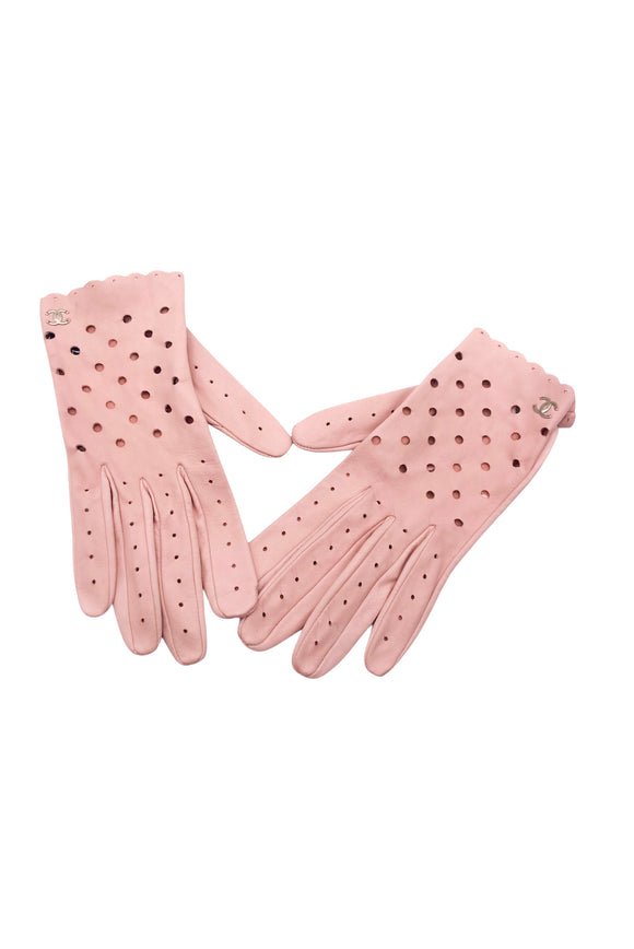 Chanel Pink Nude Lambskin Driving Gloves