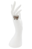 Chanel Silver Crystal Bow Silver Ring