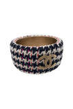 Chanel Black&White&Red Graphic Tweed Fabric Bangle with CC Logo