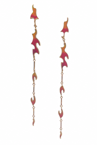 Christian Dior Red Yellow Long Flame Earrings