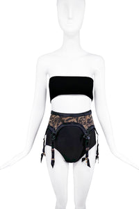 Christian Dior Leopard Print Garter Belt with Black Ruffle Details