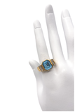Christian Dior Gold Cocktail Ring with an Aquamarine Blue Crystal