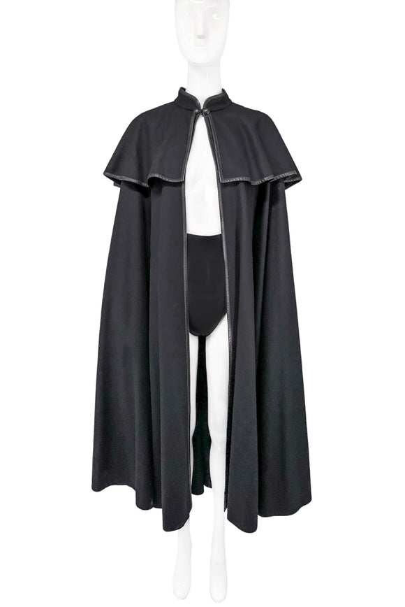 Christian Dior by Marc Bohan Attributed Black Two Tiered Cape