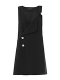 Christopher Kane Black Wool Crepe Crystal Button Dress - BOUTIQUE PURCHASE PRICE