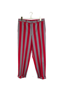 Comme des Garcons Homme Plus Red Grey Striped Tapered Pants