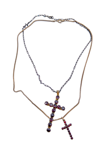 Vintage Garnet Cross Necklaces