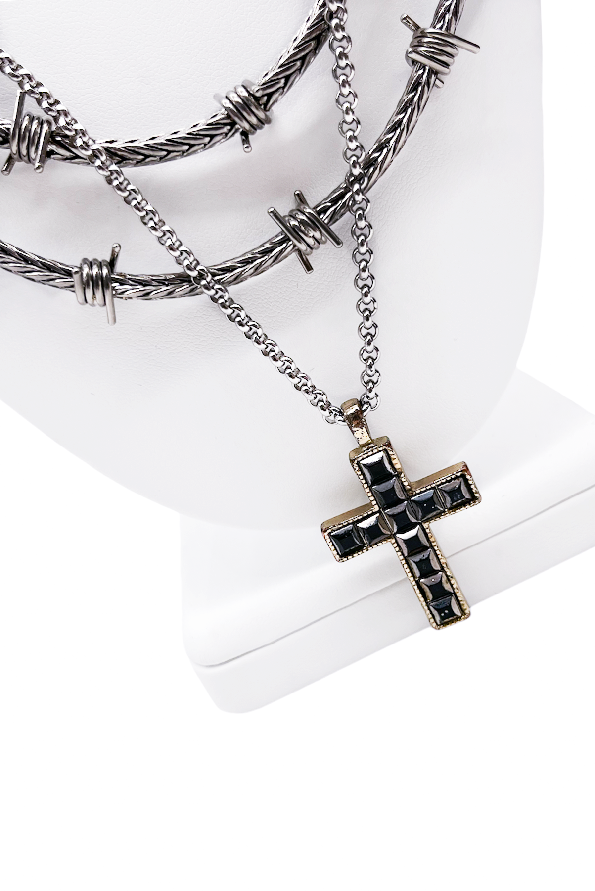 Crown Of Thorns Nail Cross Large Pendant Rhodium Metal Finish Chain Ne –  Forgiven Jewelry