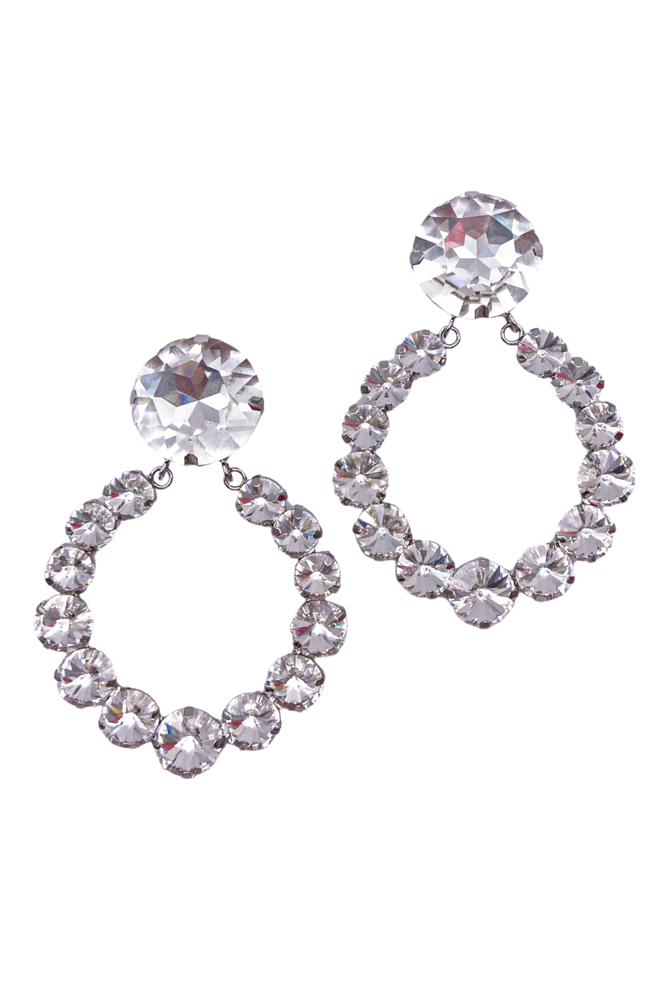 Alessandra Rich Silver Diamond Crystal Oversized Hoop Earrings