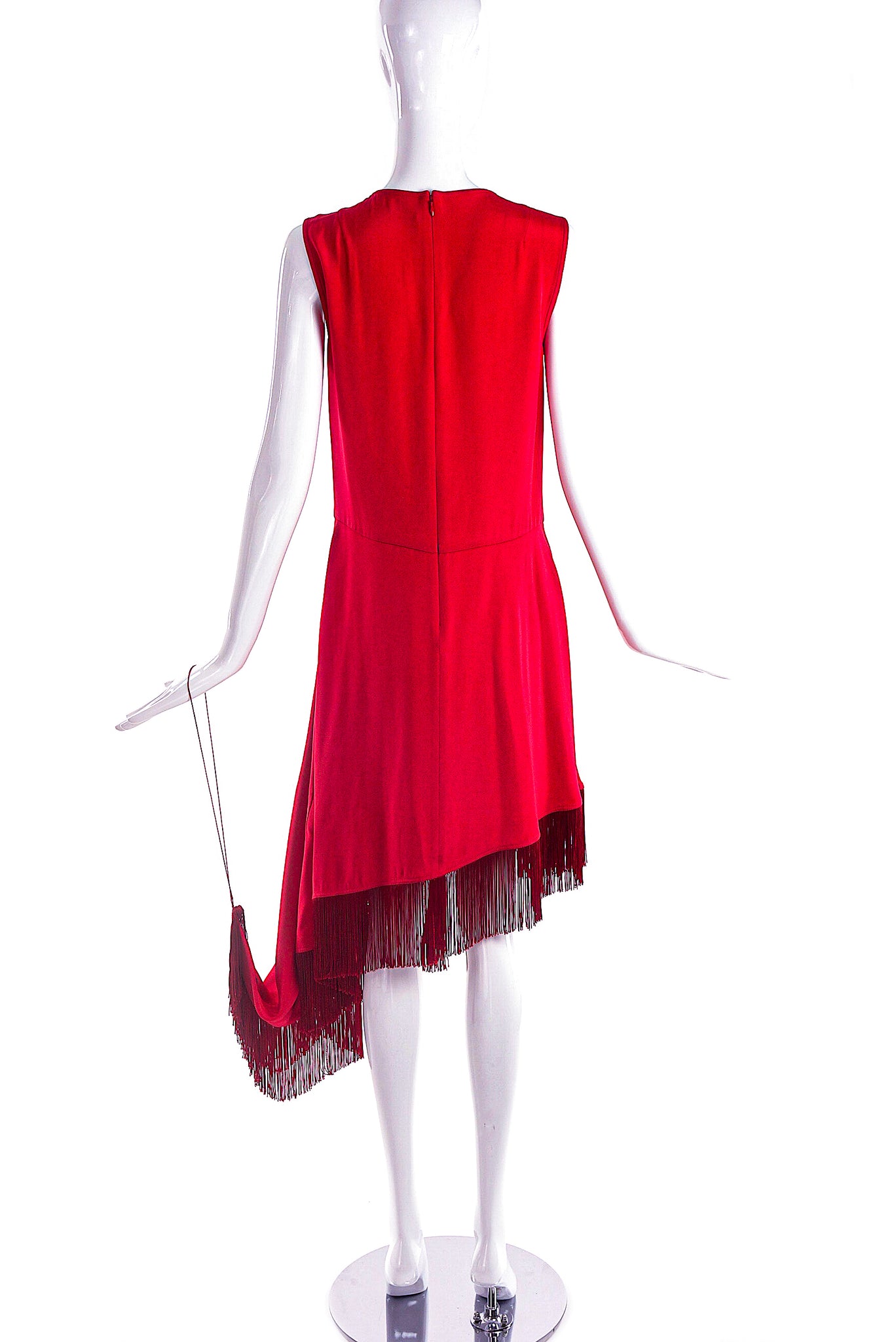 Calvin Klein 205W39NYC by Raf Simons Red Asymmetrical Dress with Fring PaumLosAngeles Calvin Klein 205W39NYC by Raf Simons Red Asymmetrical Dress with Fring PaumLosAngeles