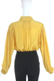 Yves Saint Laurent Rive Gauche Yellow Bow Blouse - BOUTIQUE PURCHASE PRICE
