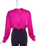 Saint Laurent Fuchisa Pink Silk Front Pleated Top - BOUTIQUE PURCHASE PRICE