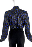 Givenchy Nouvelle Black Metallic Bow Blouse with Blue Dots