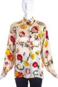 Gucci Multi-Color Floral Silk Button-Up Shirt Blouse - BOUTIQUE PURCHASE PRICE