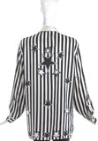 Vintage Black and White Star Print Silk Button-Up Shirt