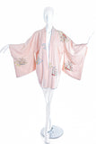 Vintage Pale Pink Garden Print Short Kimono