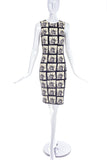 Fausto Puglisi Ivory and Black Lady Liberty Print Fitted Column Dress FW2014 - BOUTIQUE PURCHASE PRICE