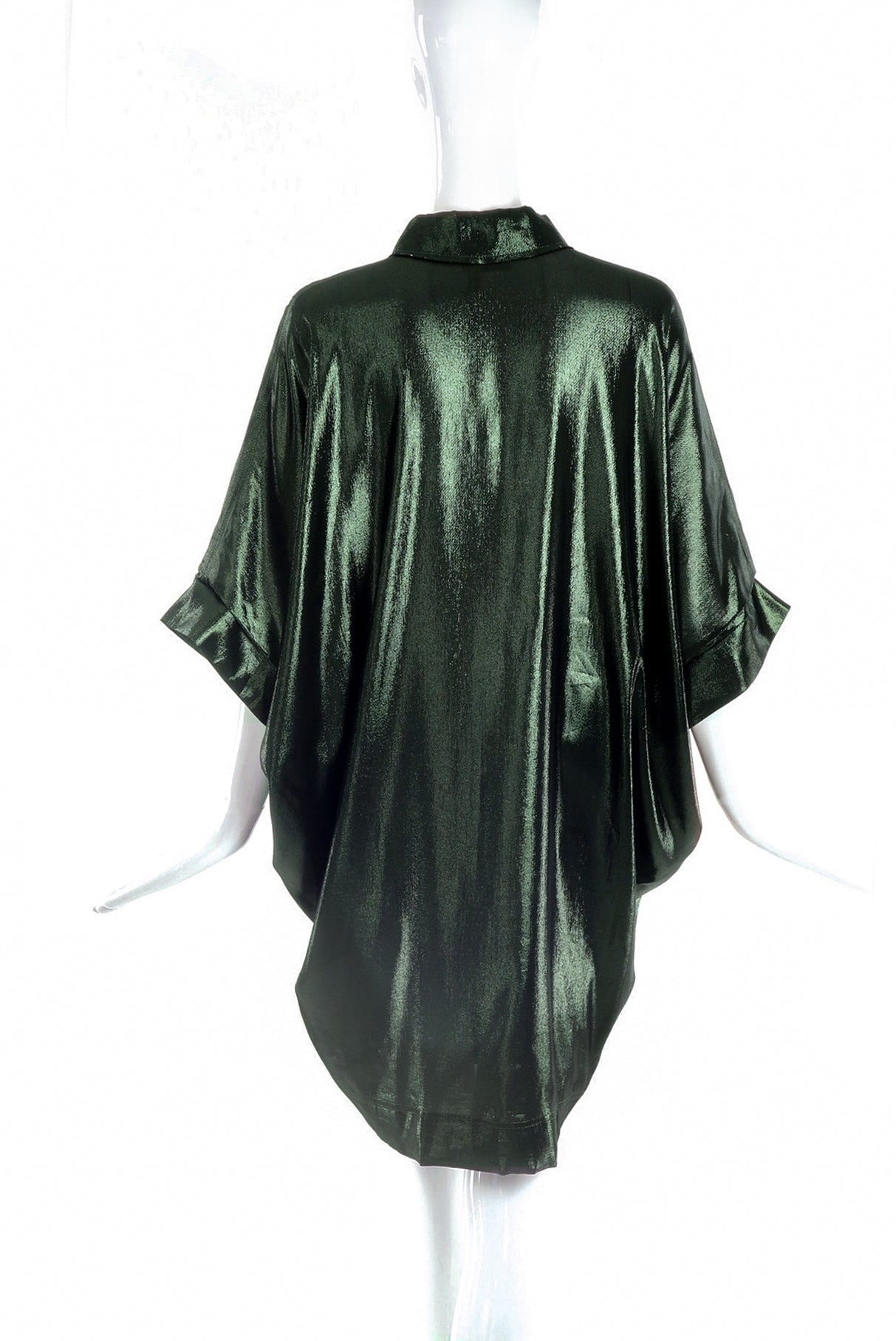 Lanvin Metallic Green Cocoon Shirt Dress