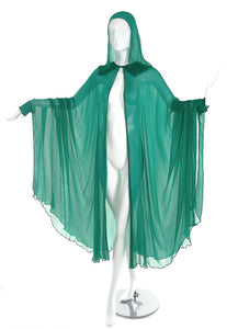 Vintage Emerald Green Sheer Chiffon Hooded Cape