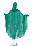 Vintage Emerald Green Sheer Chiffon Hooded Cape