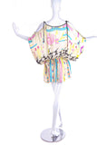 Sue Stemp Neon Multi Color Watercolor Print Chiffon Tunic Dress