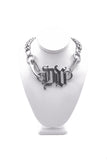 Versace Silver Large Chain Necklace with "DV" Logo Lettering Detail Runway Spring 2003