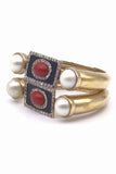 Valentino Gold Cuff Bracelet with Jet Black and Round Red Enamel Detail