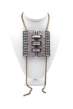 Lanvin Geometric Crystal Necklace with Ribbon FW2014