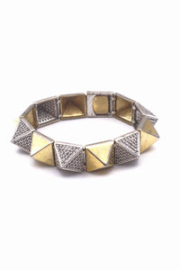 Eddie Borgo Pyramid Gold and Silver with Pavé Crystals Bracelet