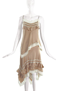 John Galliano Beige Tan Negligee Style Top and Skirt Set - BOUTIQUE PURCHASE PRICE